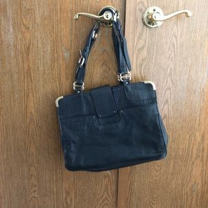 Navy leather bag